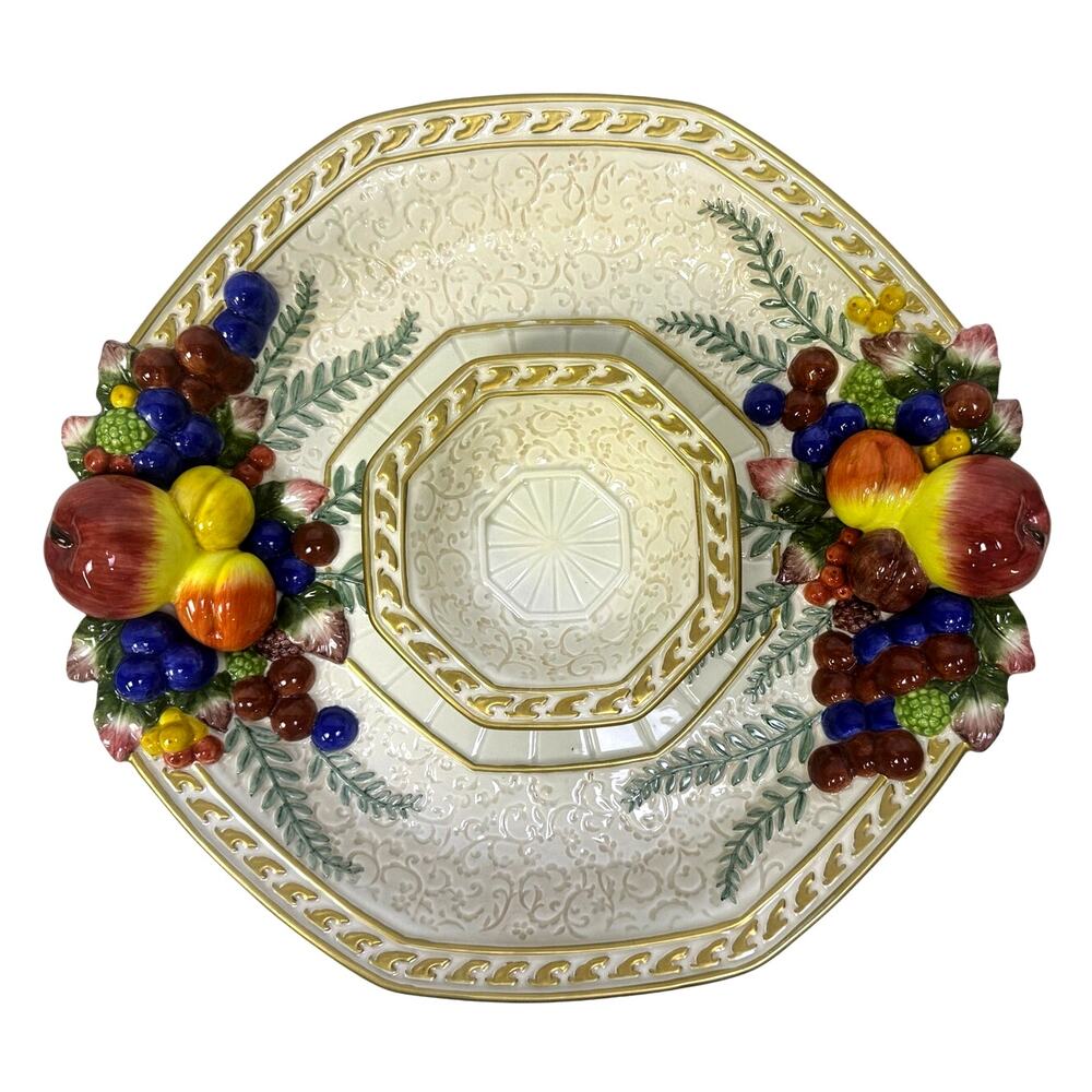 Fitz & Floyd 'Venezia' Retired Octagonal Fruit Vegetable Chip & Dip Platter Tray